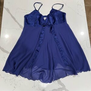 Vintage 90s Victoria’s Secret Navy Blue Sheer Babydoll Lingerie Top